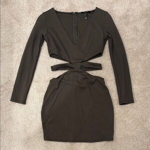 Forever 21 Green Bodycon Cut-Out Long Sleeve Dress